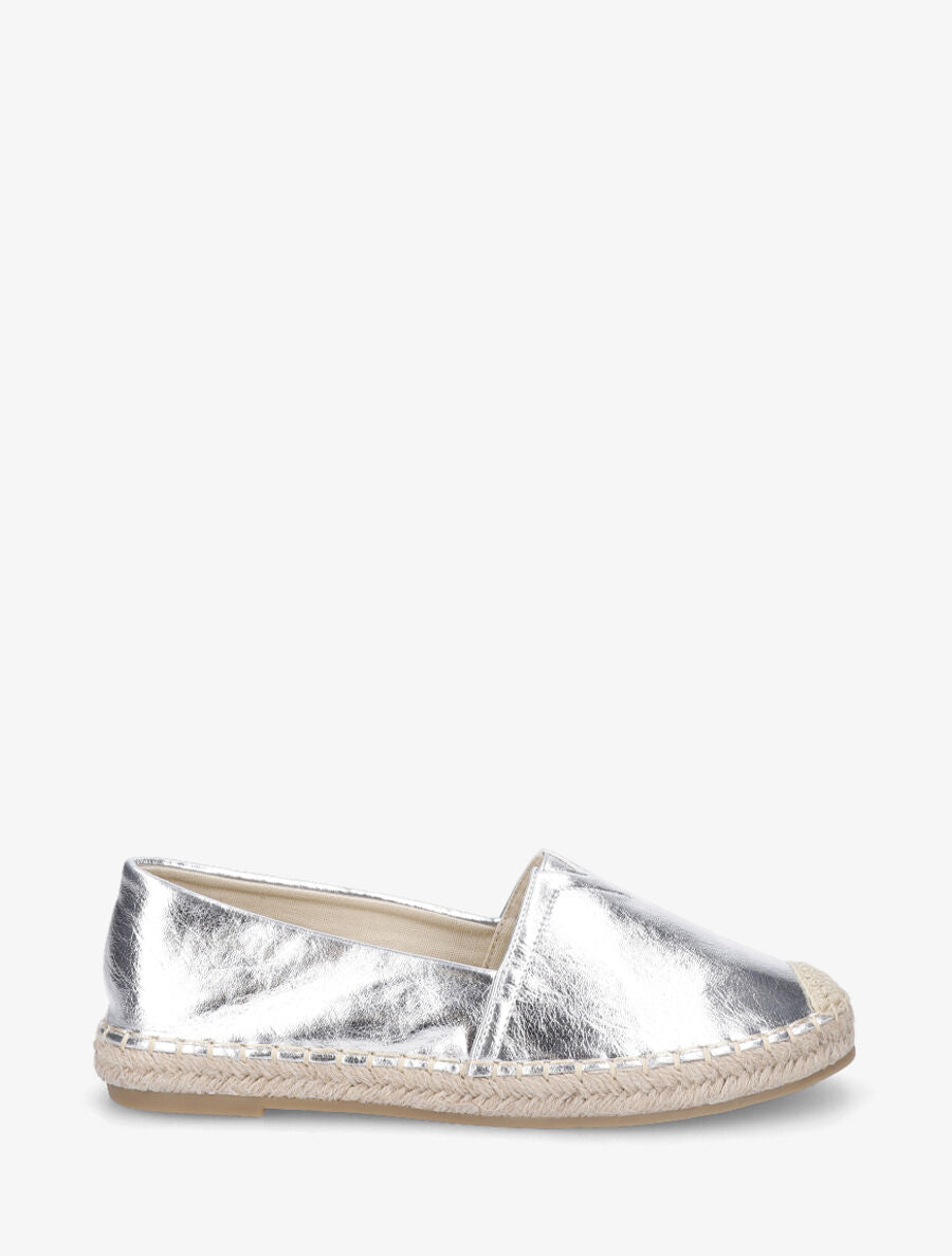 Espadrilles plates en simili nacré - Argent - 1