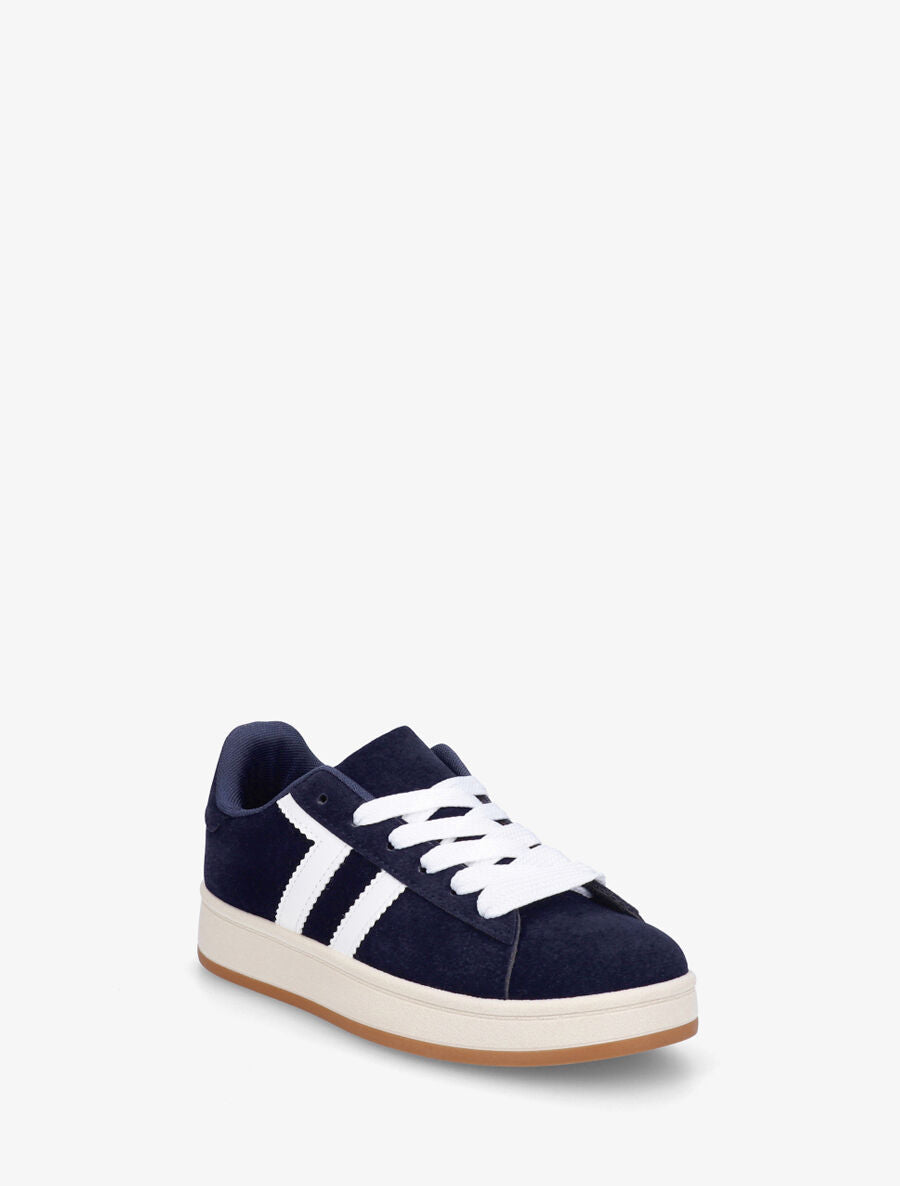 Baskets en suédine à bandes contrastantes - Marine - 2