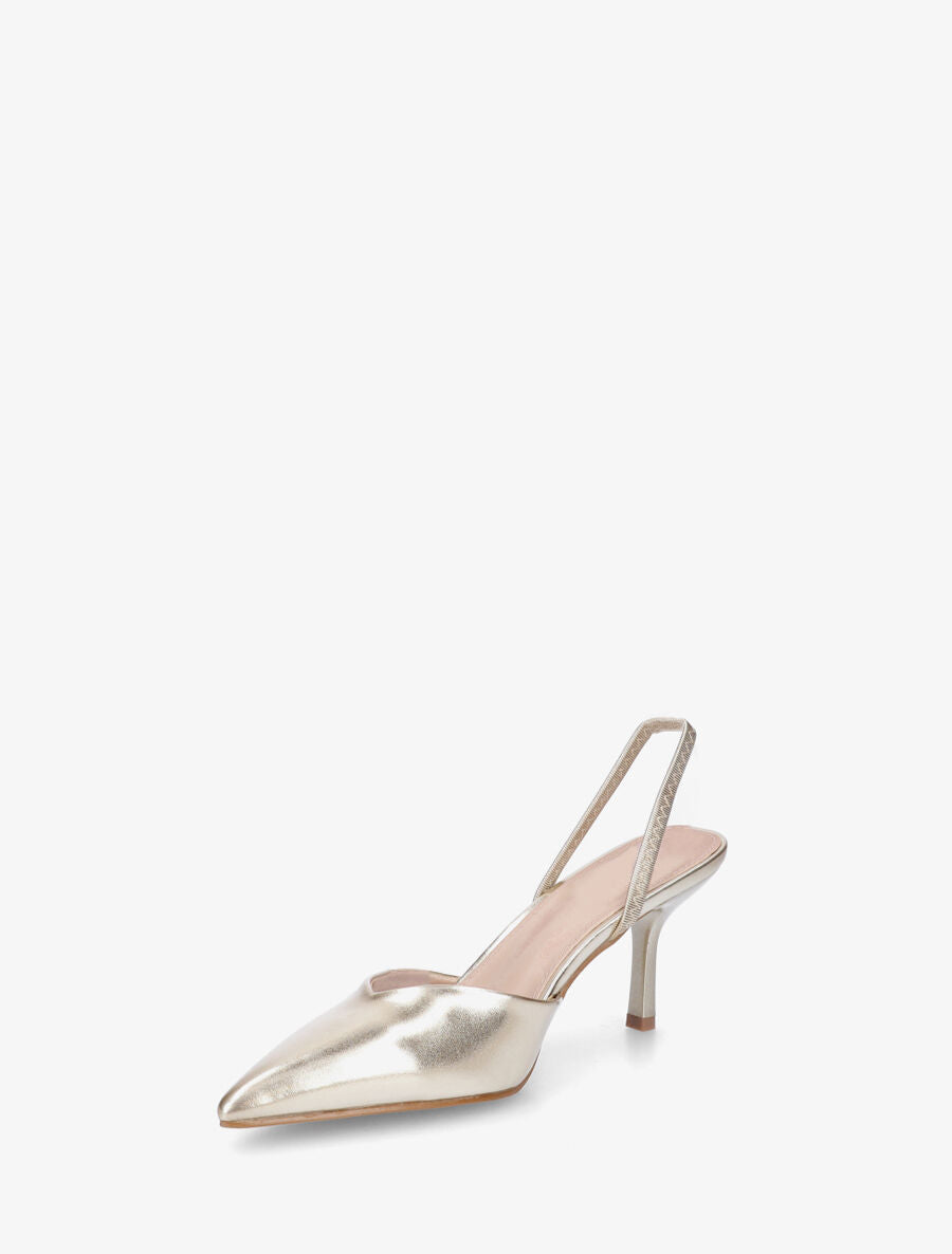 Escarpins à bouts pointus et bride élastiquée - Or - 3