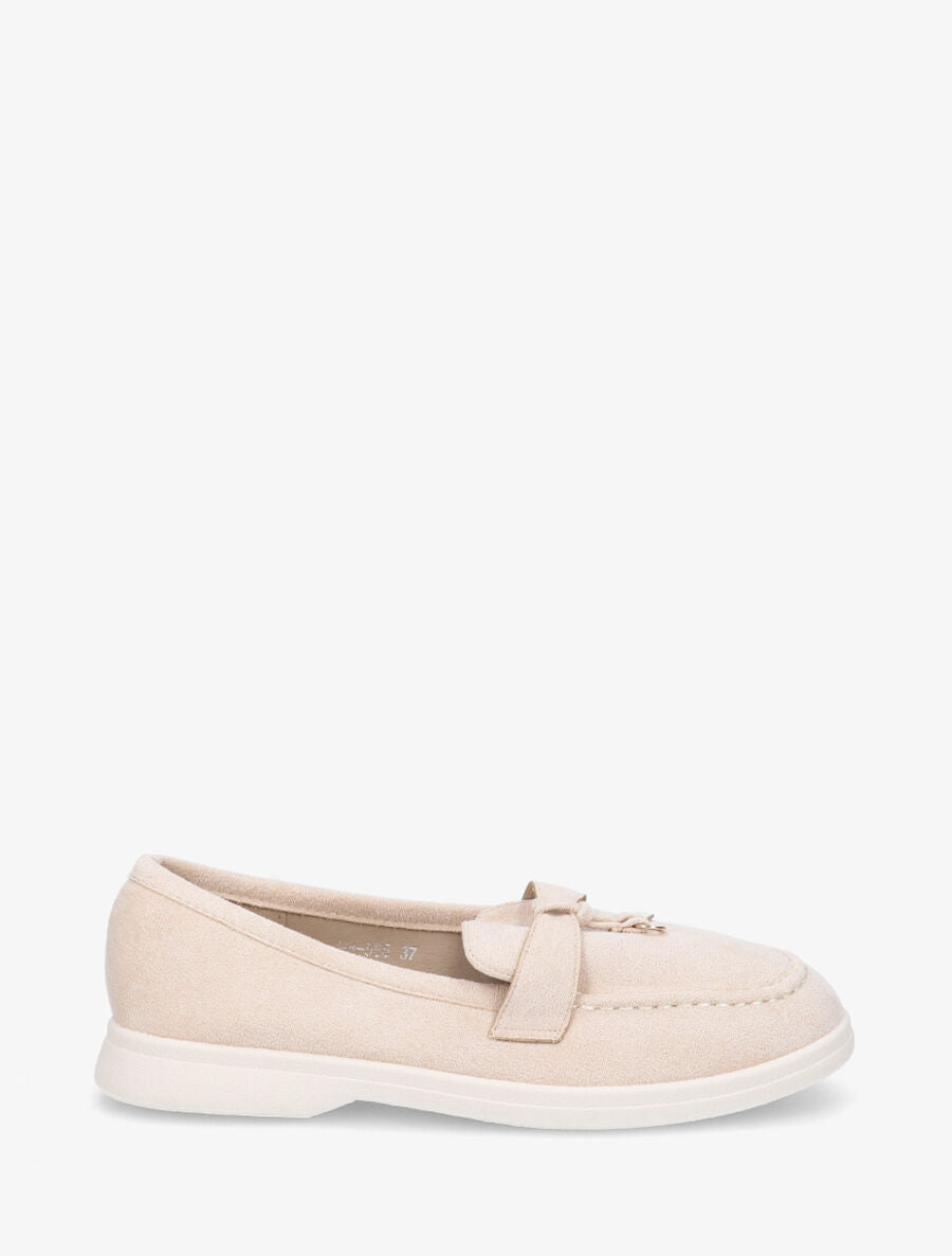 Mocassins plates en suédine - Beige - 1