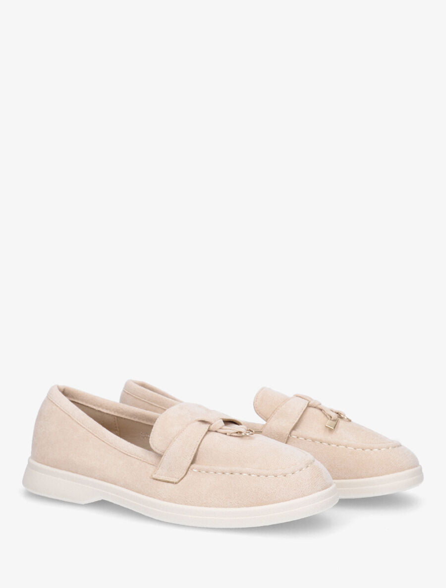 Mocassins plates en suédine - Beige - 4