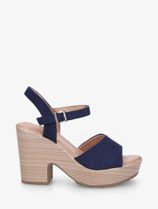 Sandales à talon haut en suédine - Marine - 5