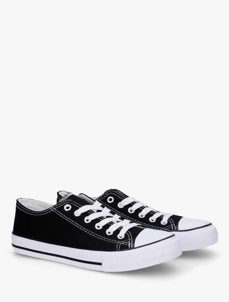 Baskets basiques en toile - Noir - 4