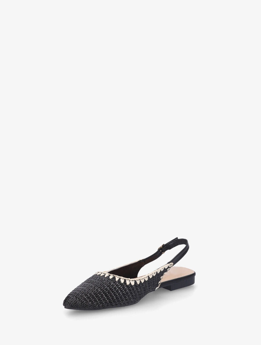 Ballerines pointues effet osier - Noir - 3