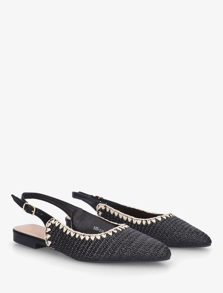 Ballerines pointues effet osier - Noir - 4