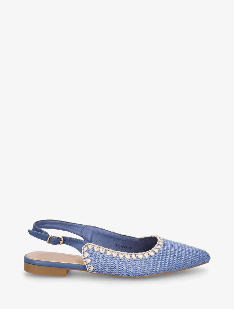 Ballerines pointues effet osier - Bleu clair - 1