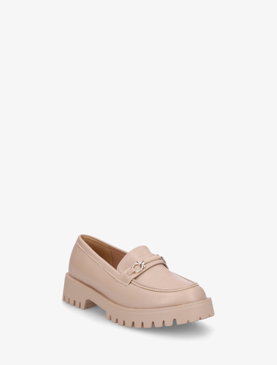 Mocassins en simili à semelle crantée - Taupe - 2