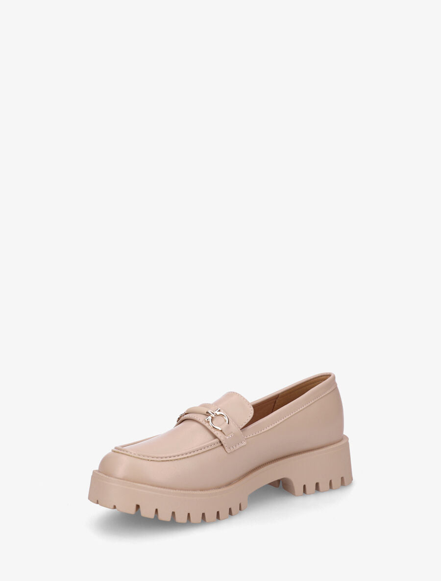 Mocassins en simili à semelle crantée - Taupe - 3