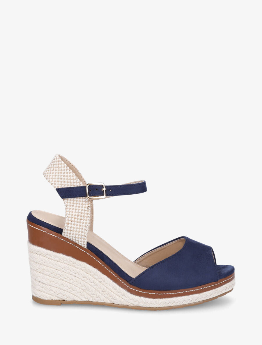 Sandales à talon et bout ouvert - Marine - 1