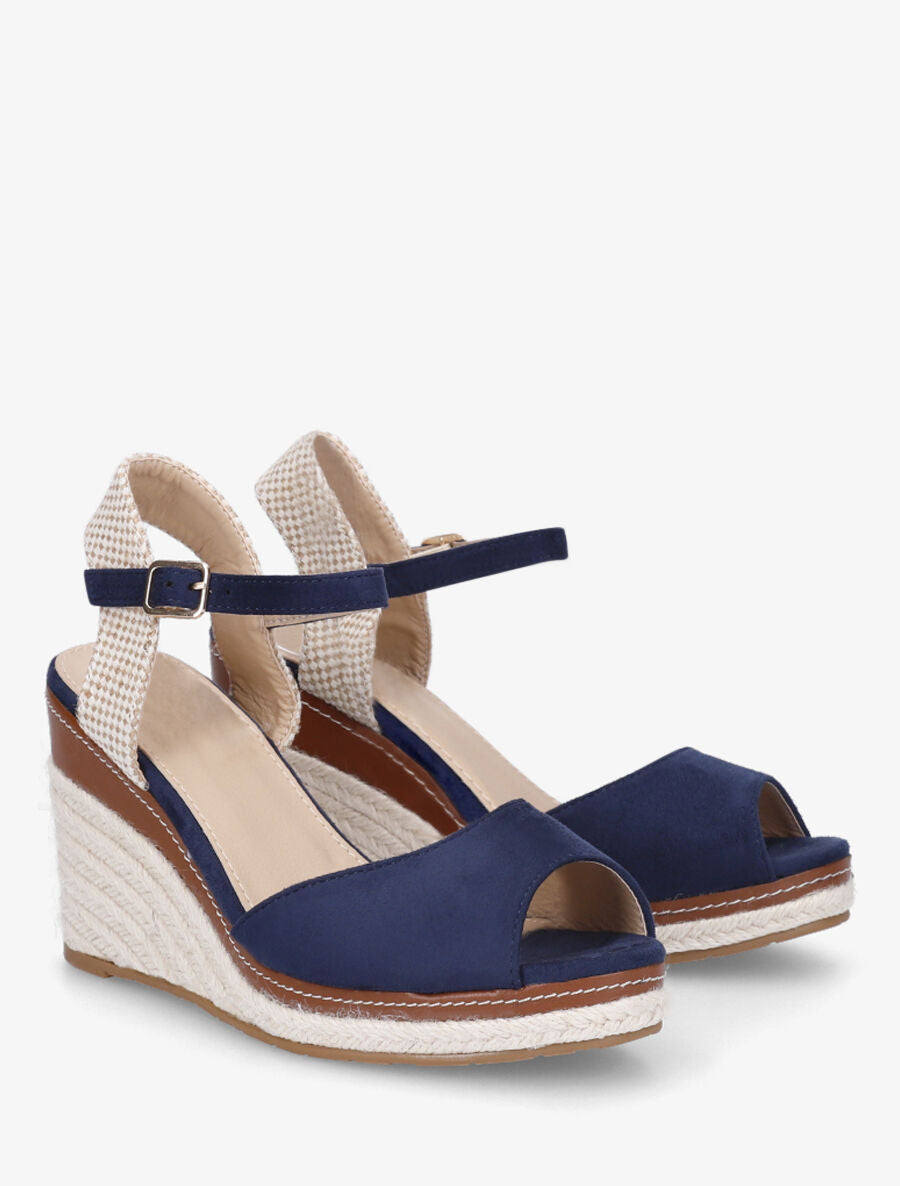 Sandales à talon et bout ouvert - Marine - 4