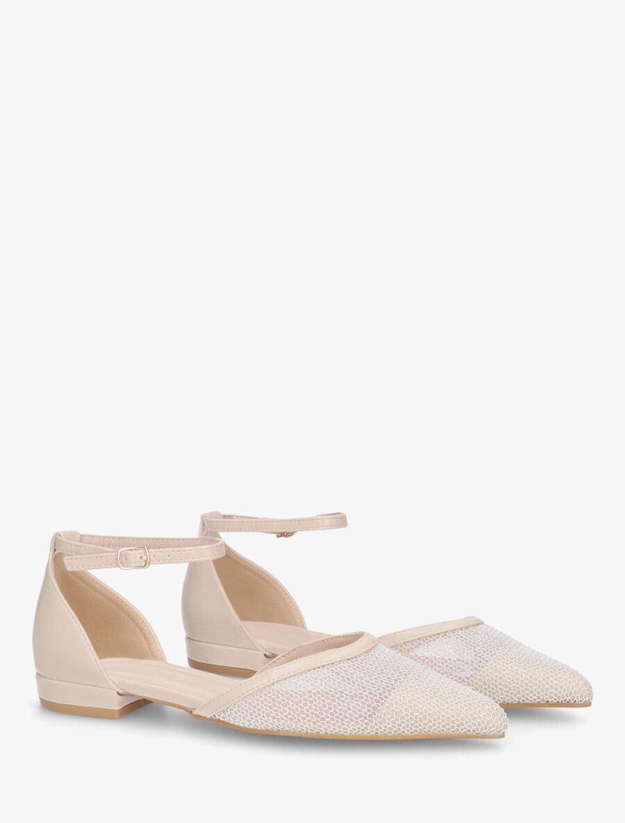 Ballerines à bouts pointus en résille - Beige - 4