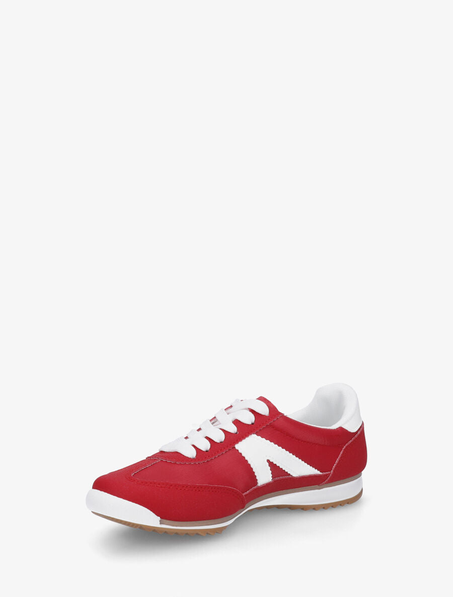 Sneakers en simili à languette texturée - Rouge - 3