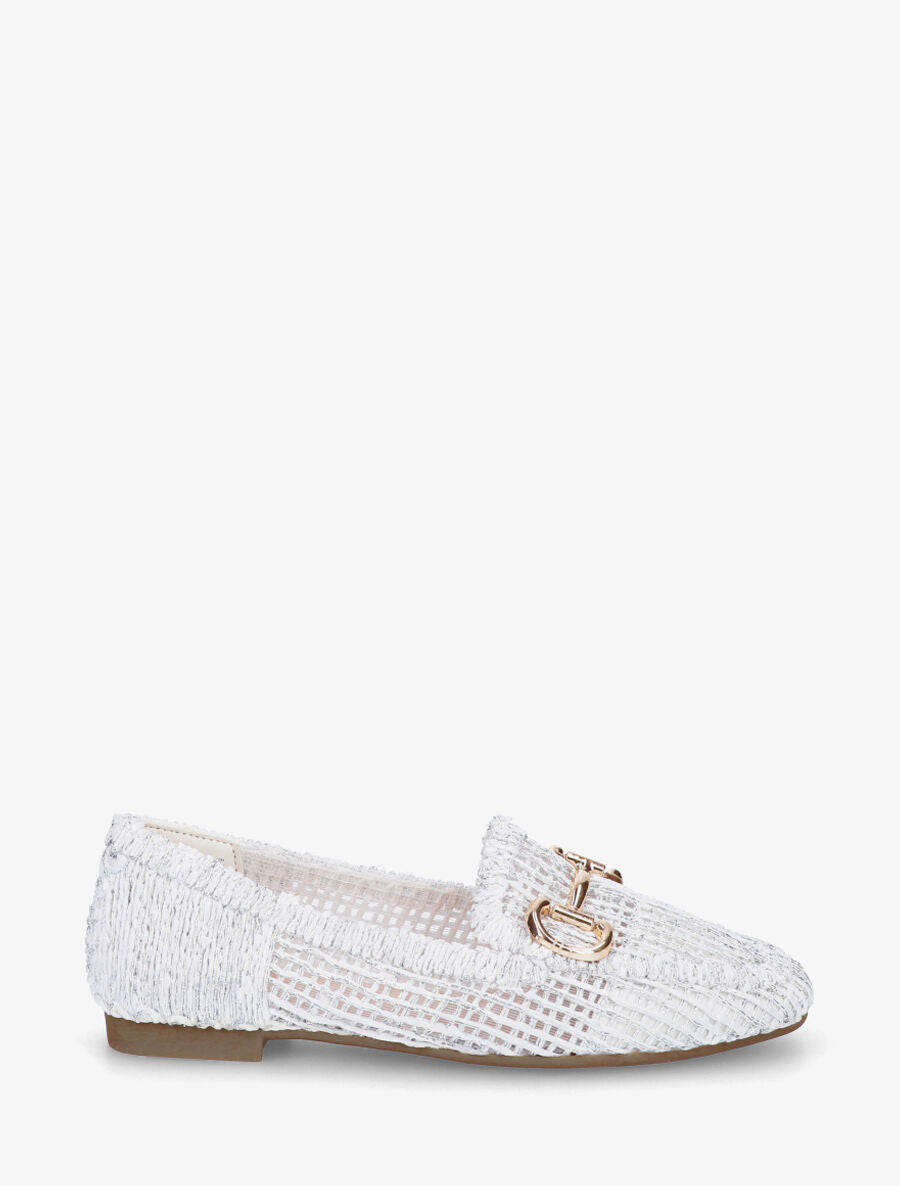 Mocassins plats en toile irisée - Blanc - 1