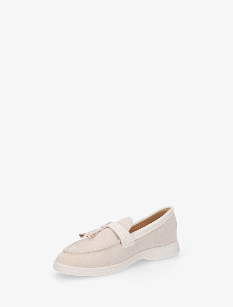 Mocassins plats à empiècement métal - Beige - 3