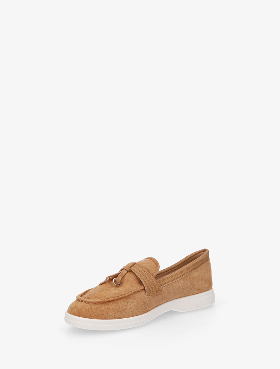 Mocassins plats à empiècement métal - Camel - 3