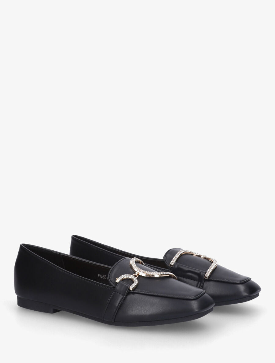 Mocassins plats à empiècement métal strassé - Noir - 4