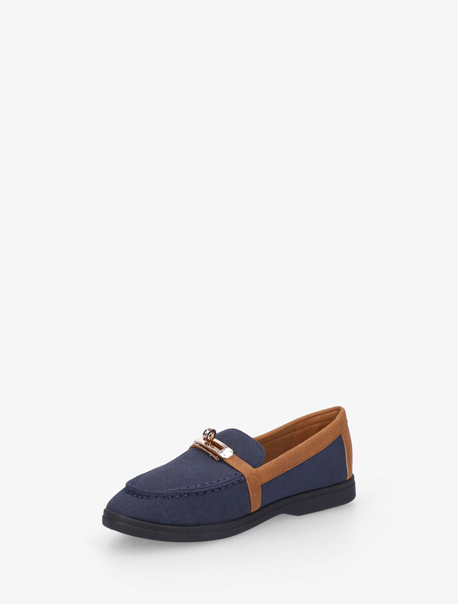 Mocassins bicolore effet nubuck - Marine - 3