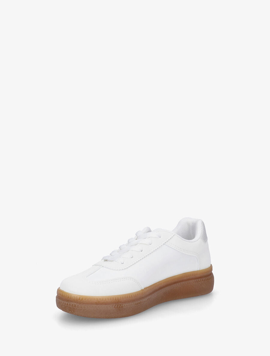 Sneakers en simili à semelle en caoutchouc - Blanc - 3