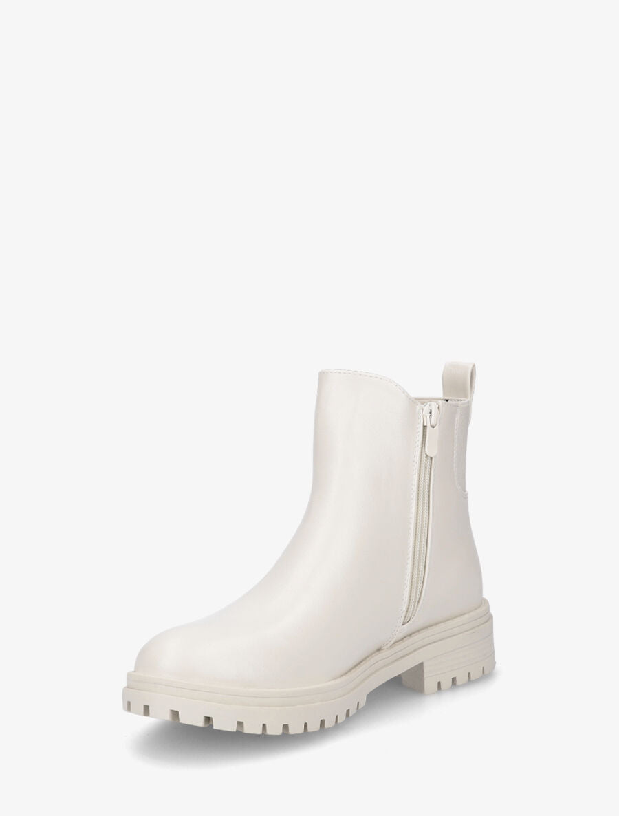 Bottines élastiquées en simili - Beige - 3