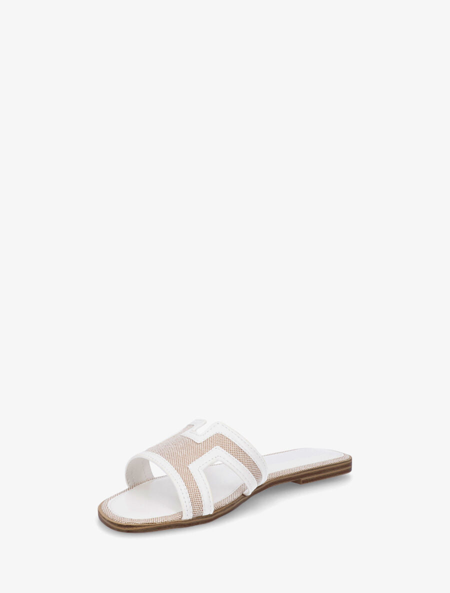 Claquettes en simili à motif damier - Blanc - 3