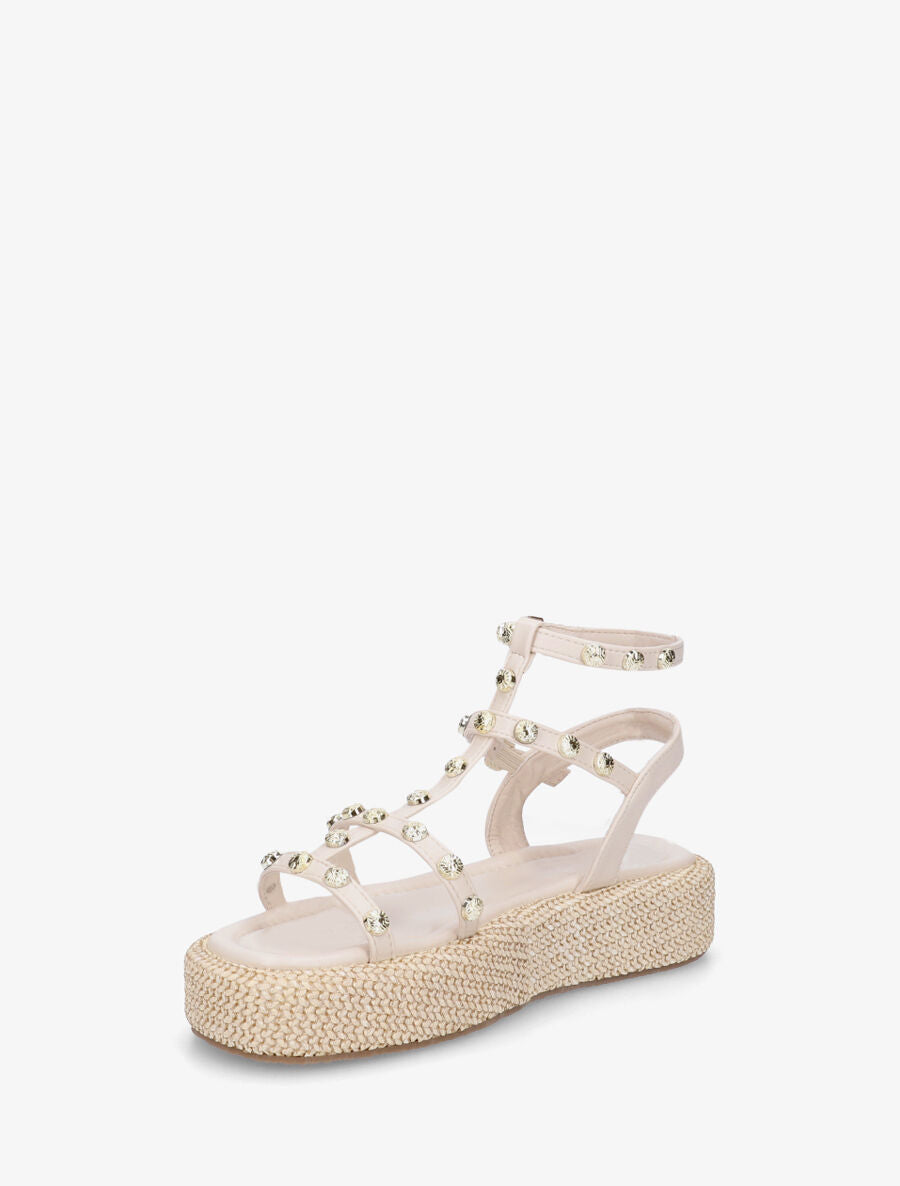 Sandales style spartiates cloutés - Beige - 3