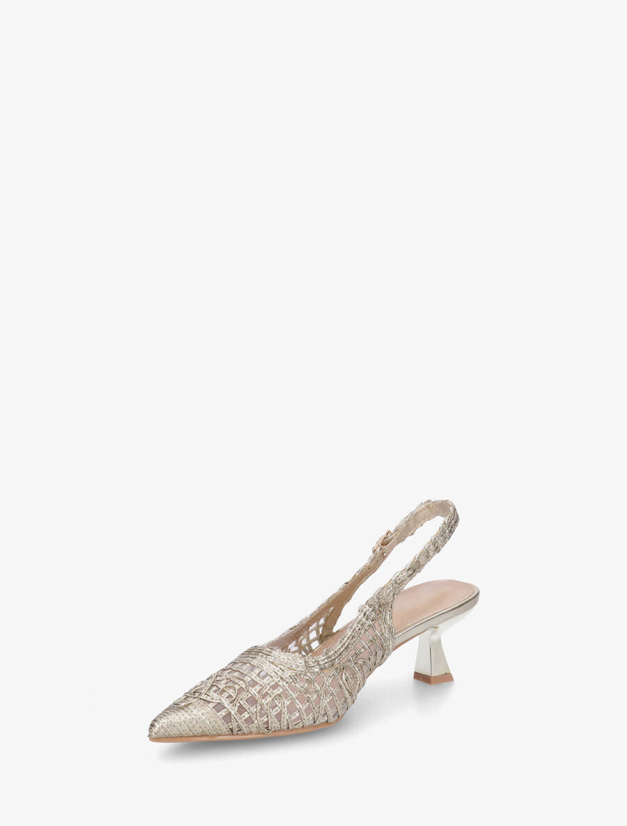 Escarpins pointus effet osier - Or - 3