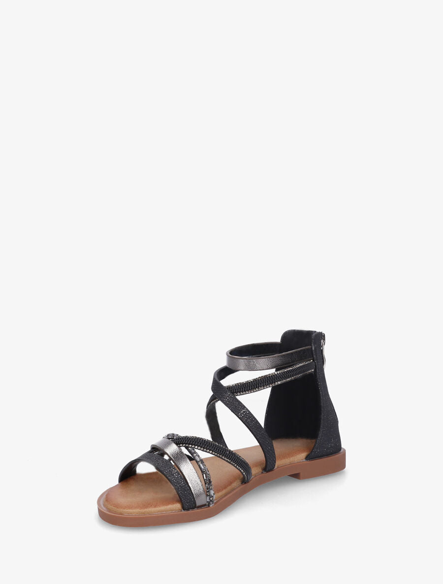 Nu-pieds à brides strassées et irisées - Noir - 3