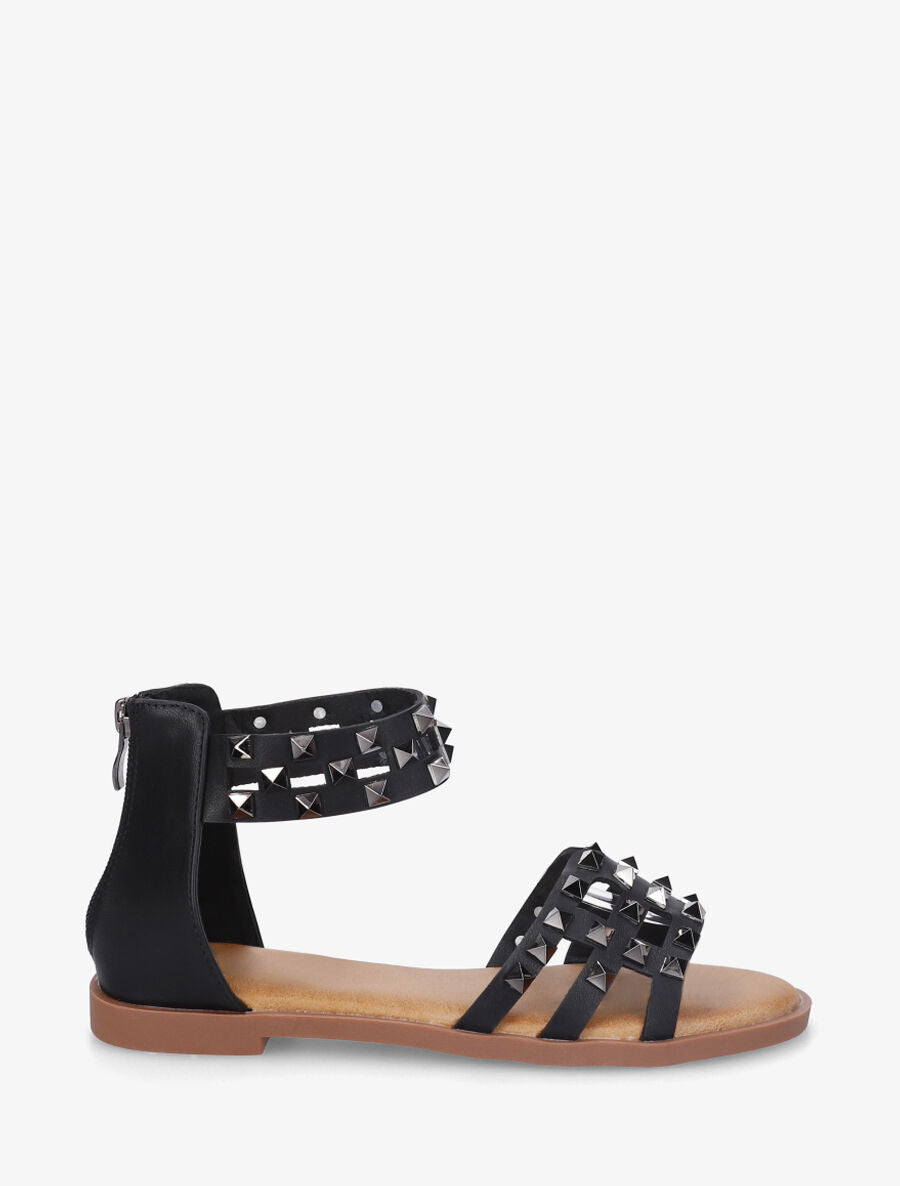 Nu-pieds cloutés en simili - Noir - 1