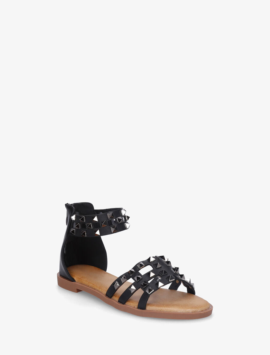 Nu-pieds cloutés en simili - Noir - 2