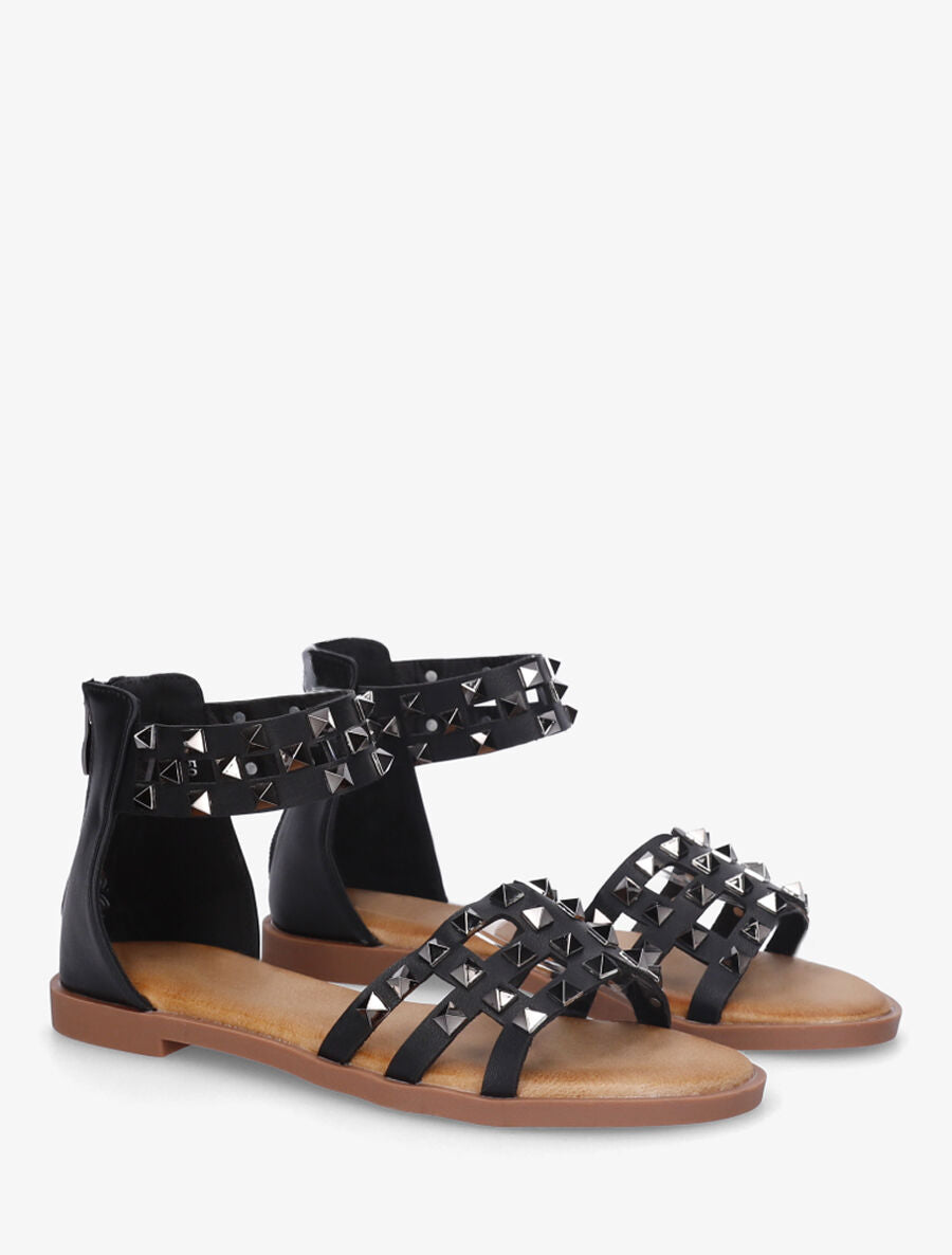 Nu-pieds cloutés en simili - Noir - 4