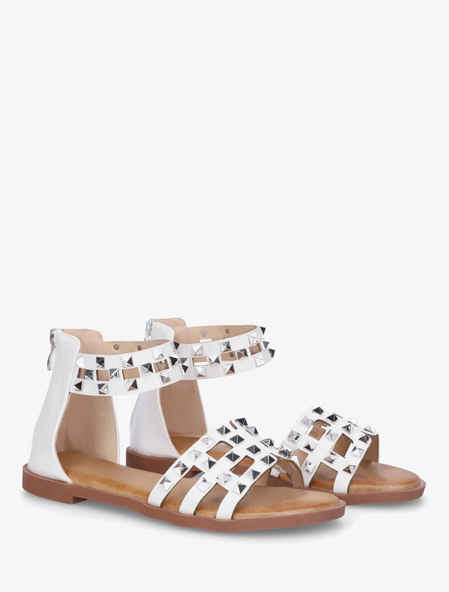 Nu-pieds cloutés en simili - Blanc - 4