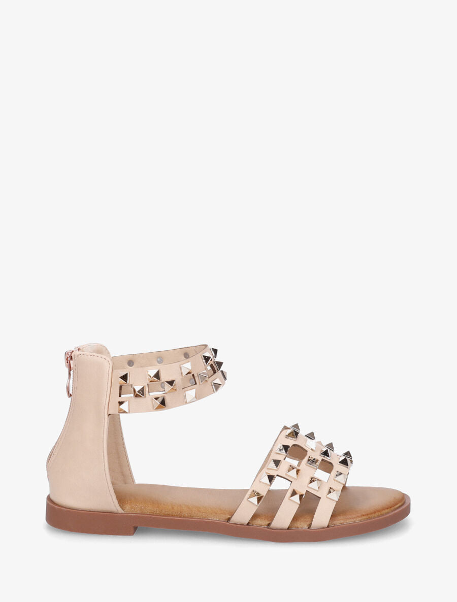 Nu-pieds cloutés en simili - Beige - 1