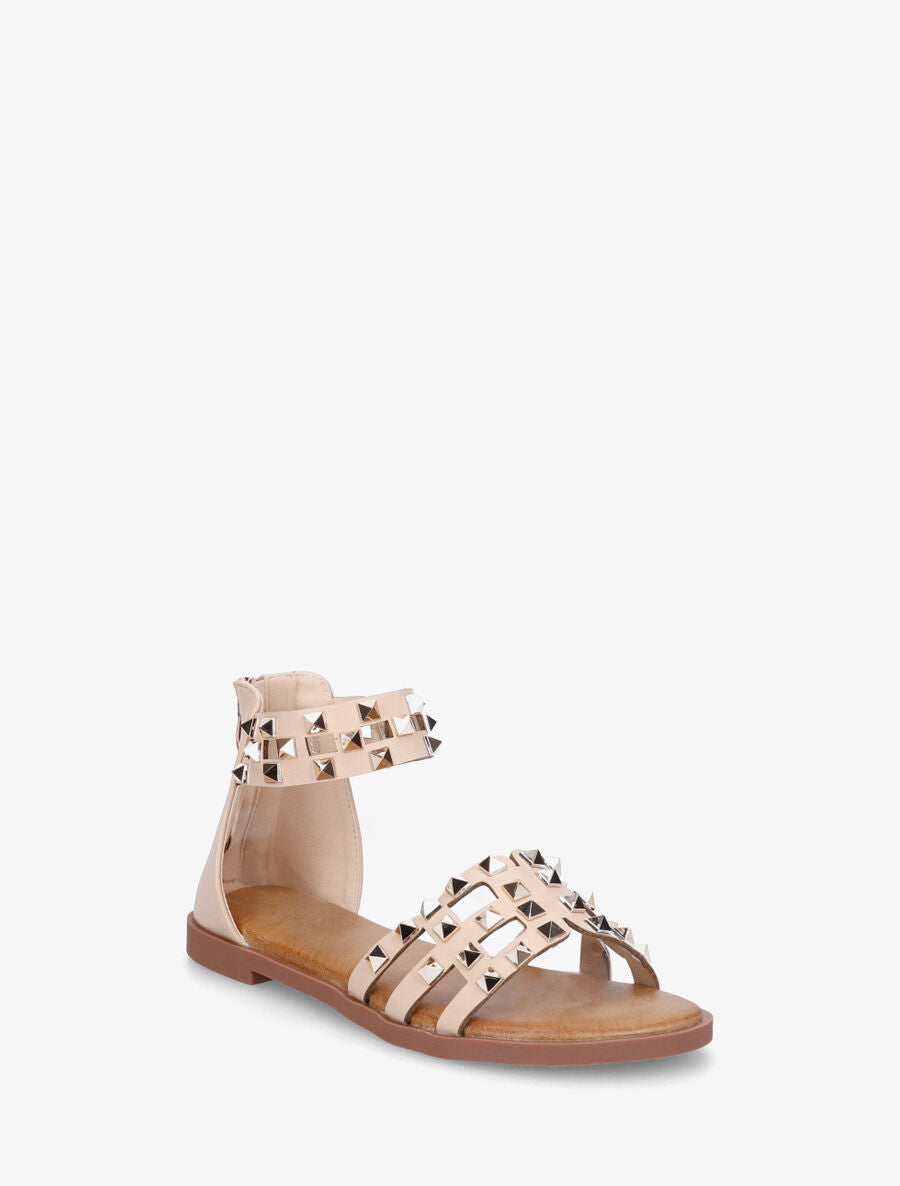 Nu-pieds cloutés en simili - Beige - 2