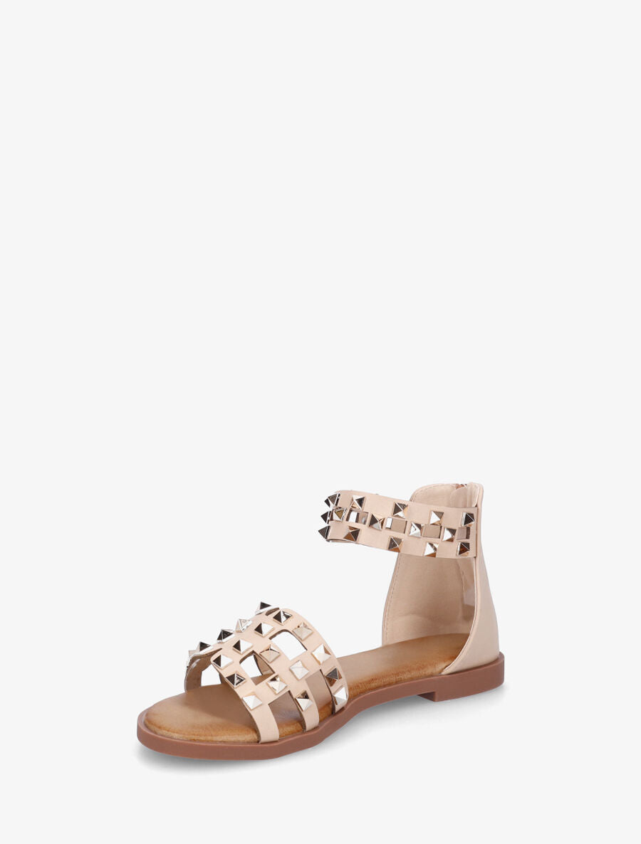 Nu-pieds cloutés en simili - Beige - 3