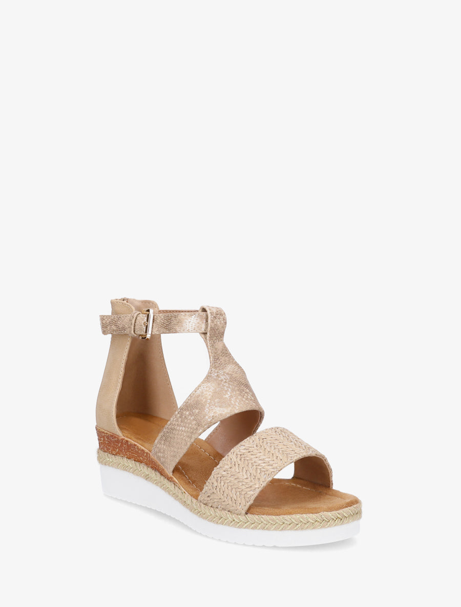 Sandali con zeppa testurizzati con dettaglio pitone - Talpa