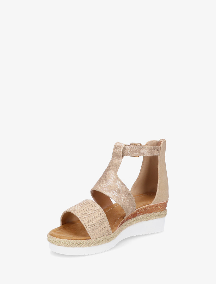 Sandali con zeppa testurizzati con dettaglio pitone - Talpa