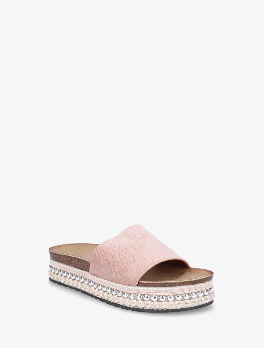 Mules en suédine à semelle plateforme fantaisie - Rose - 2