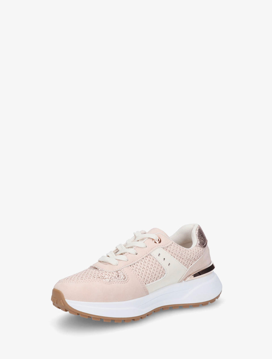 Sneakers en simili à empiècement métal - Rose - 3