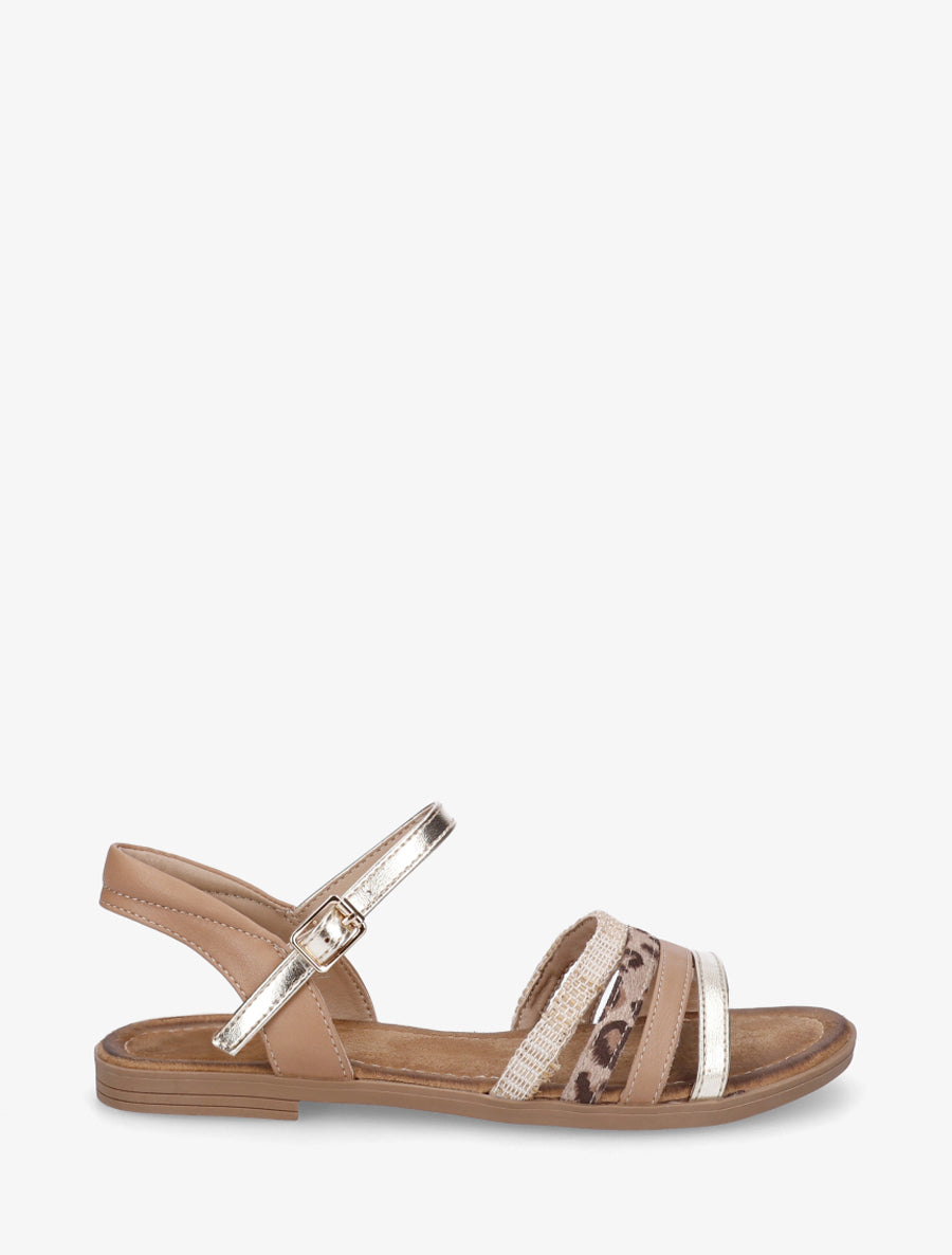 Nu-pieds en simili à brides dépareillés - Camel - 1