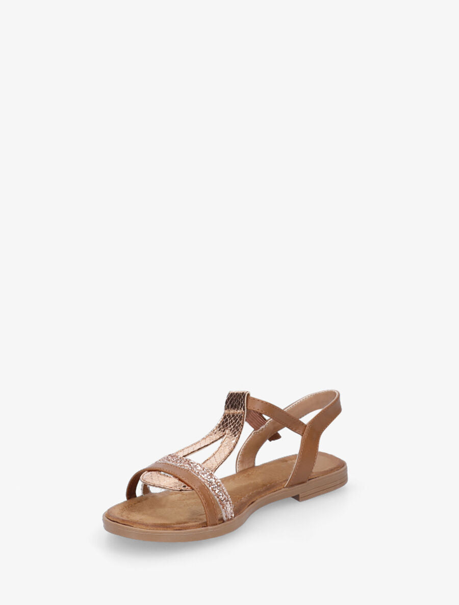 Nu-pieds effet python à paillettes - Camel - 4