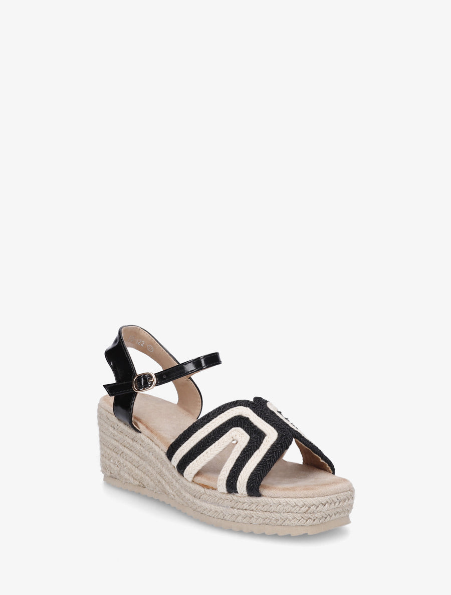 Sandales compensées bicolore - Noir - 2