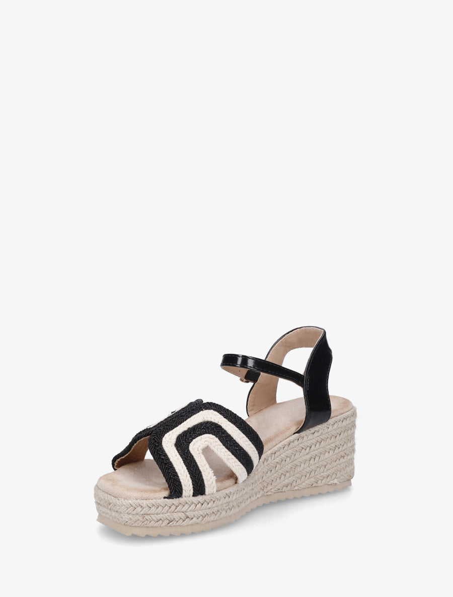 Sandales compensées bicolore - Noir - 3