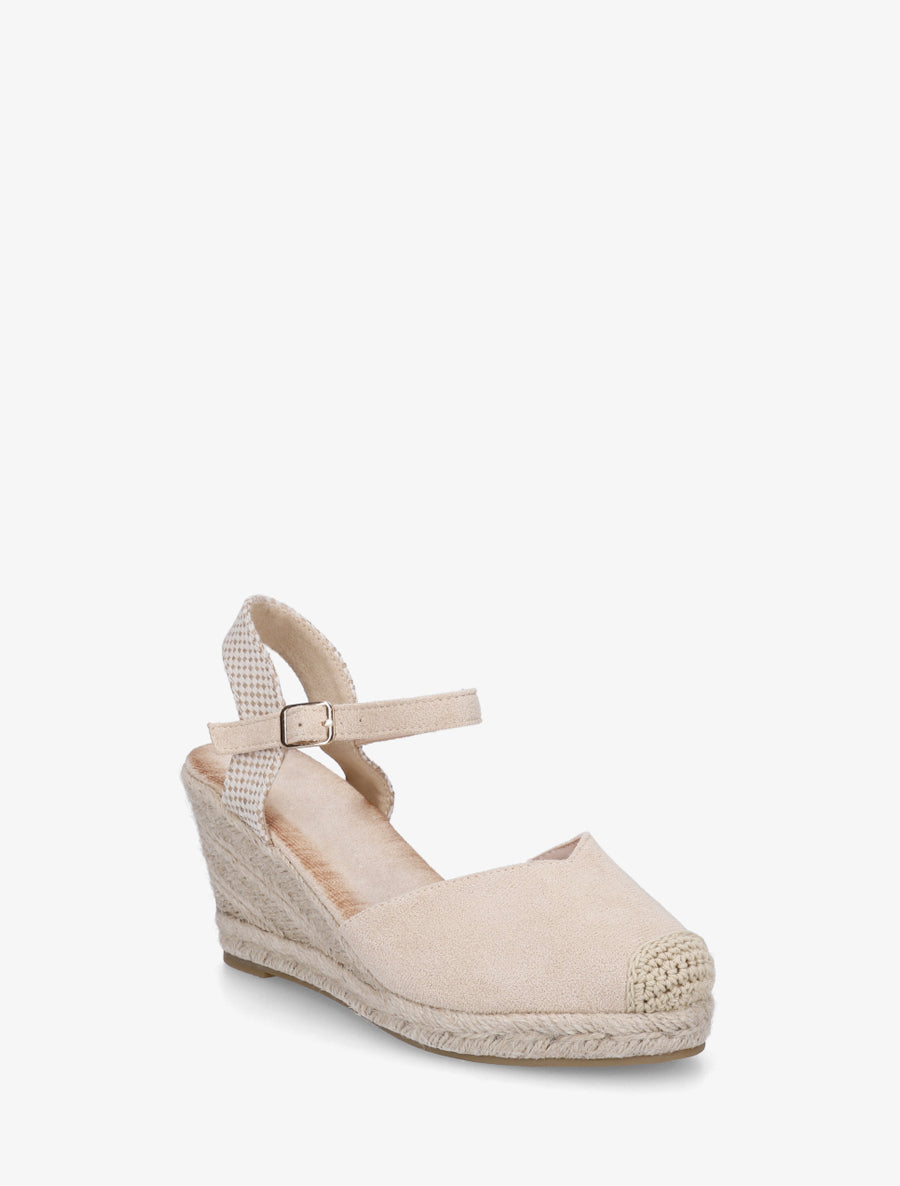 Sandales compensées à semelle en raphia - Beige - 2