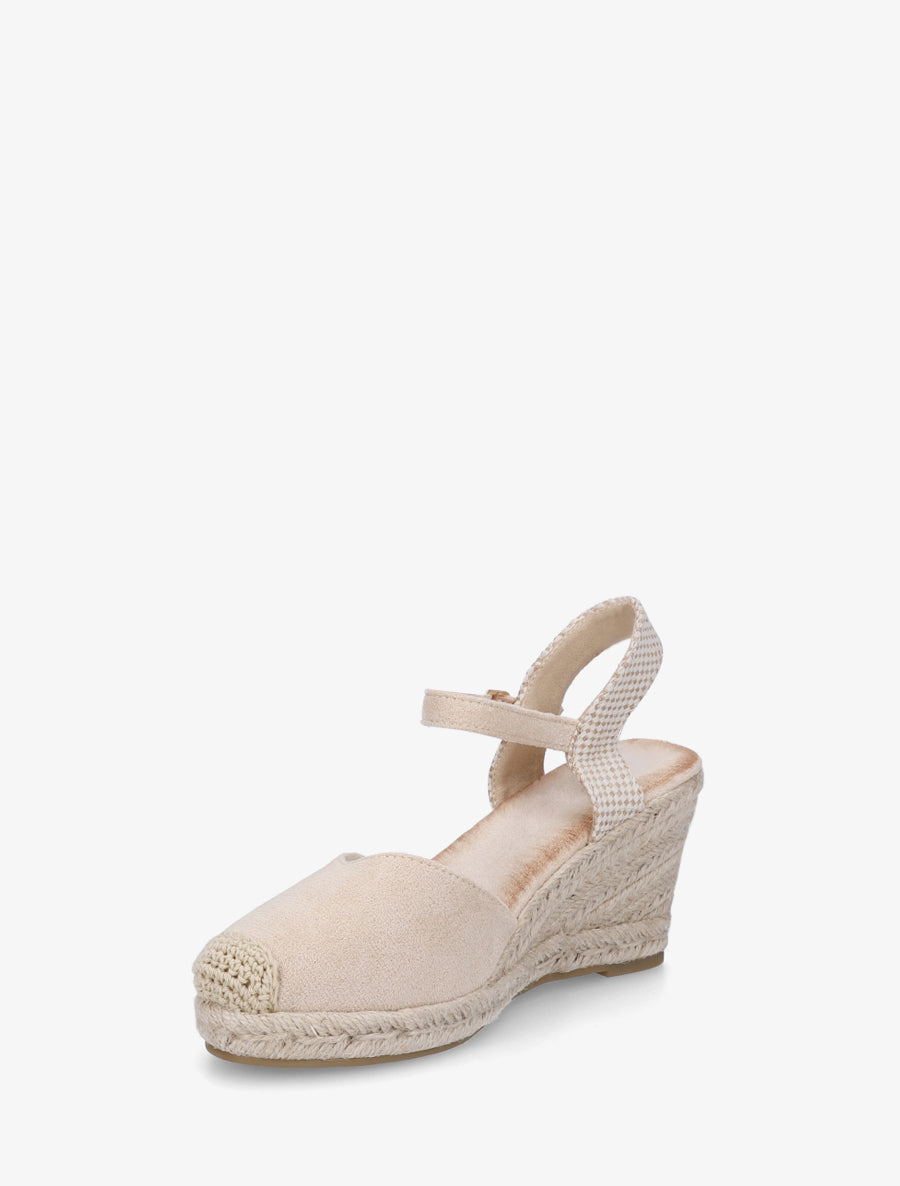 Sandales compensées à semelle en raphia - Beige - 3