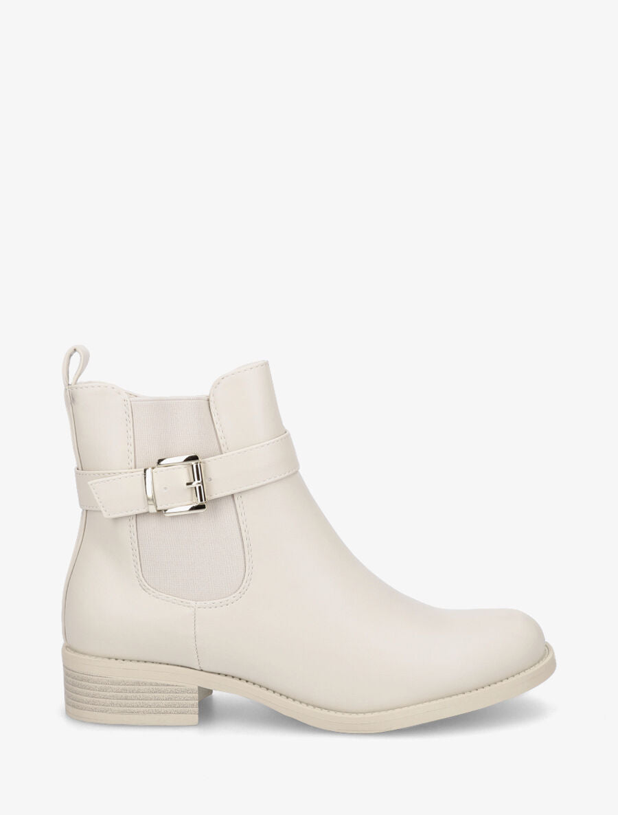 Bottines élastiquées en simili - Beige - 5