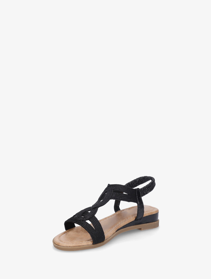 Nu-pieds style corde à tour de cheville élastiquée - Noir - 3