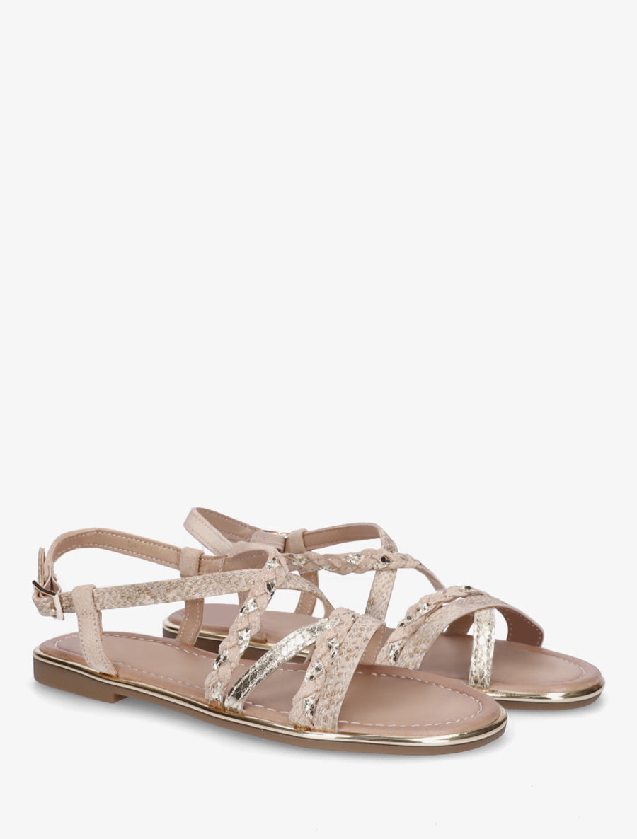 Nu-pieds croisés à tresses - Beige - 4