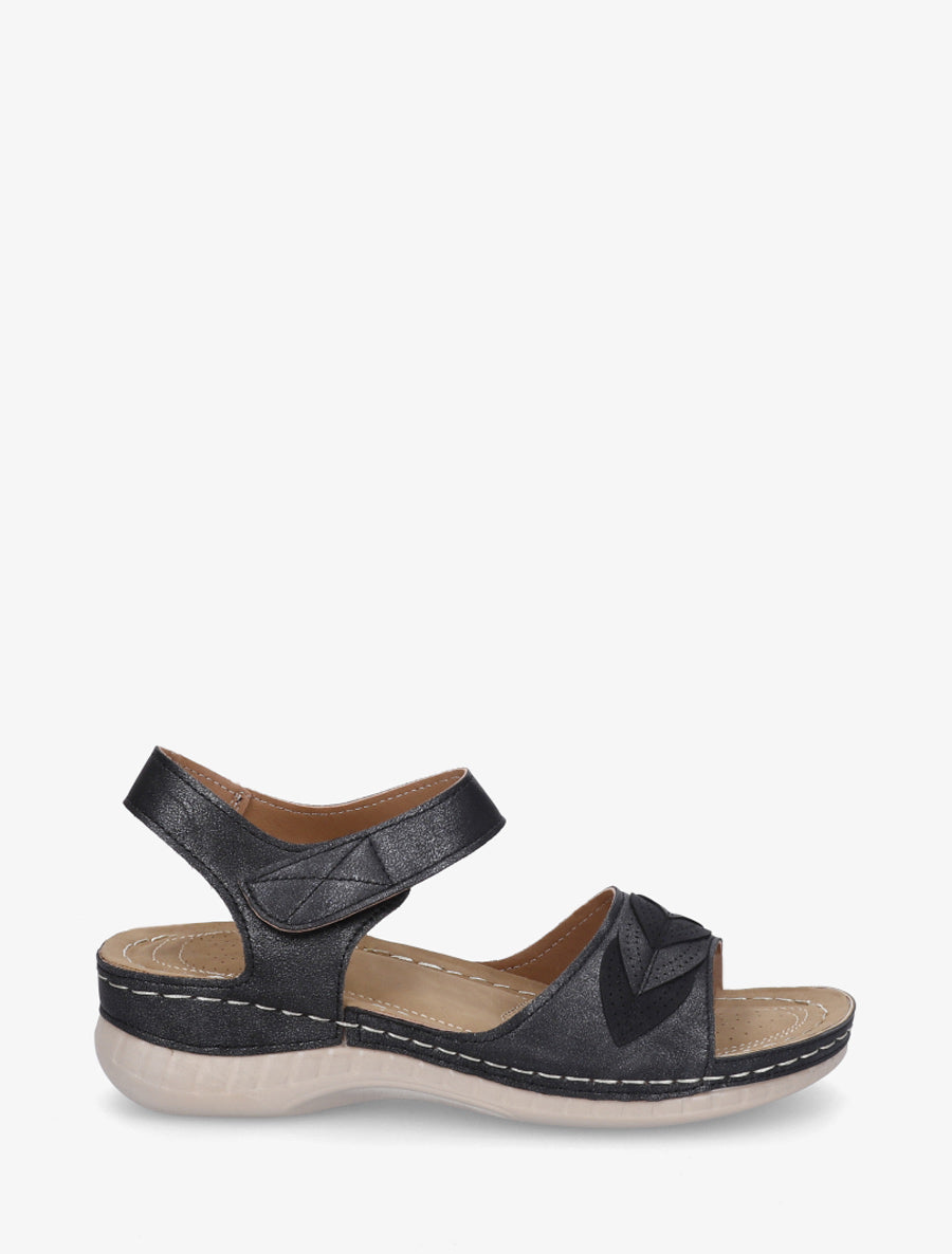 Sandales irisées à empiècements style feuilles - Noir - 1