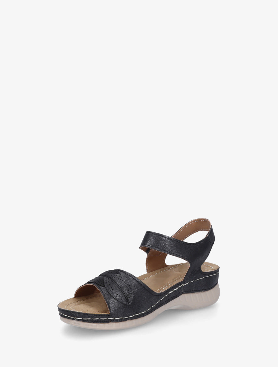 Sandales irisées à empiècements style feuilles - Noir - 3