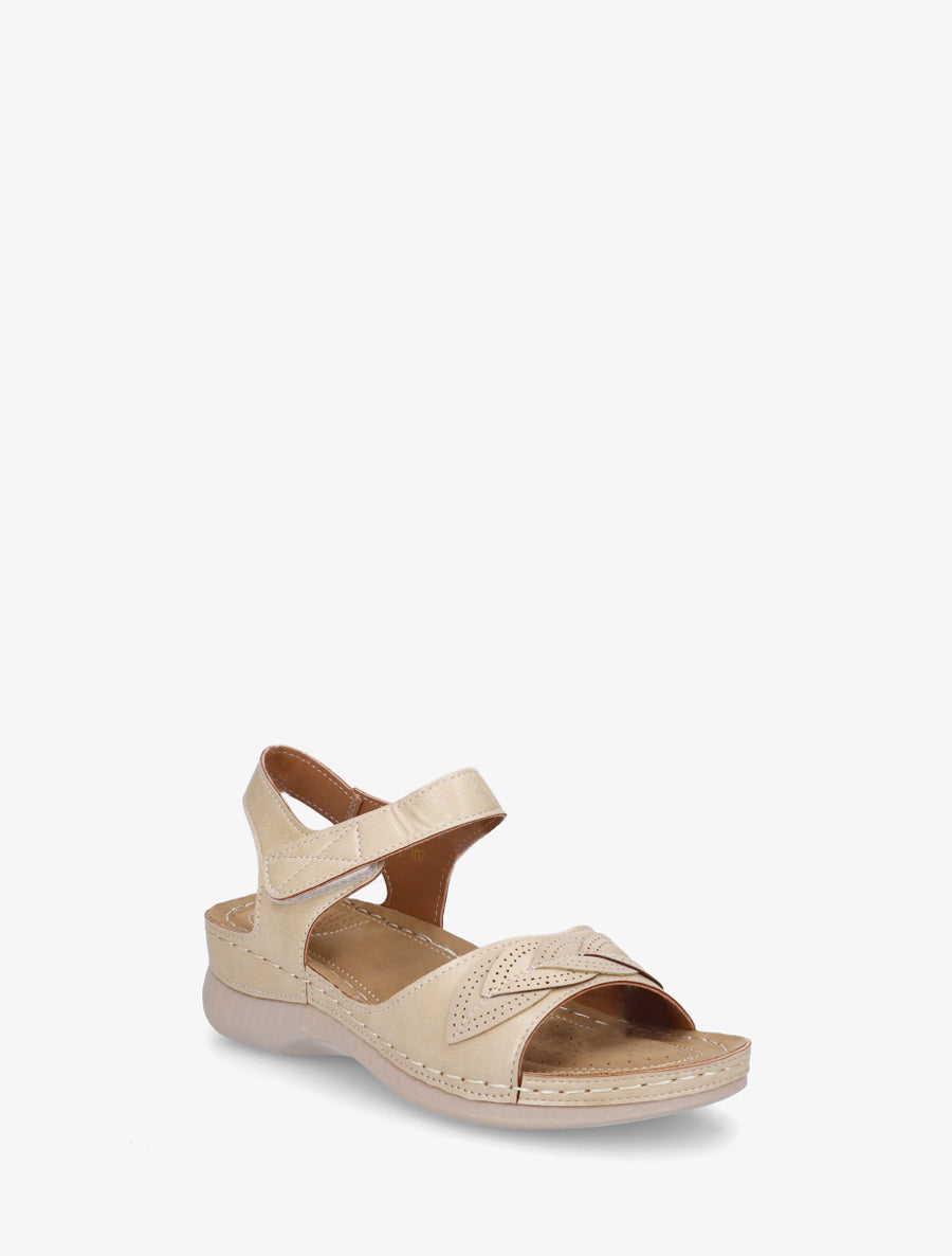 Sandales irisées à empiècements style feuilles - Beige - 2